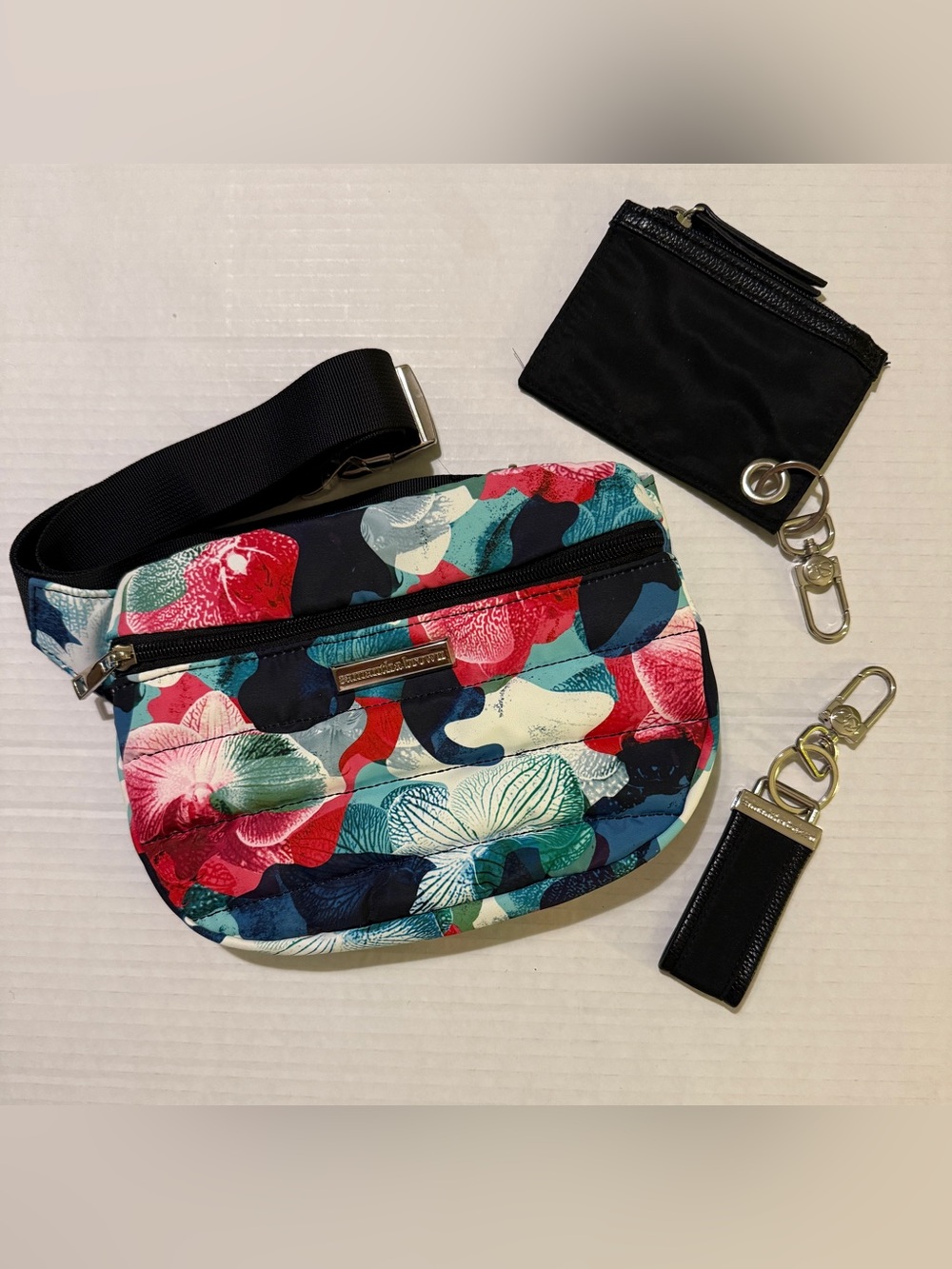 Samantha Brown To-Go Quilted Multi Color Orchid Cameo Fanny Pack Purse Hip Bag
